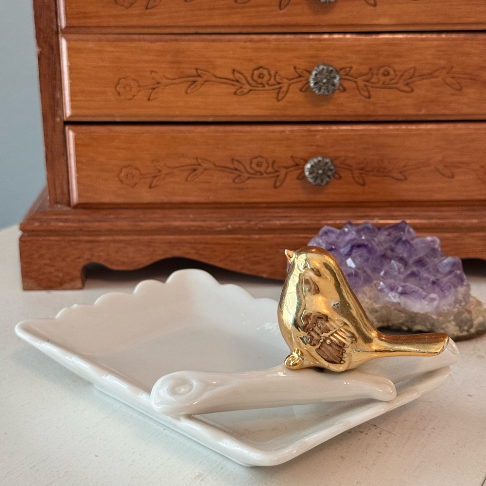 White and Gold Storage Tray